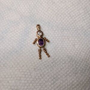 925  Sterling Silver Little BOY Pendant Amethyst February Birthstone  VINTAGE
